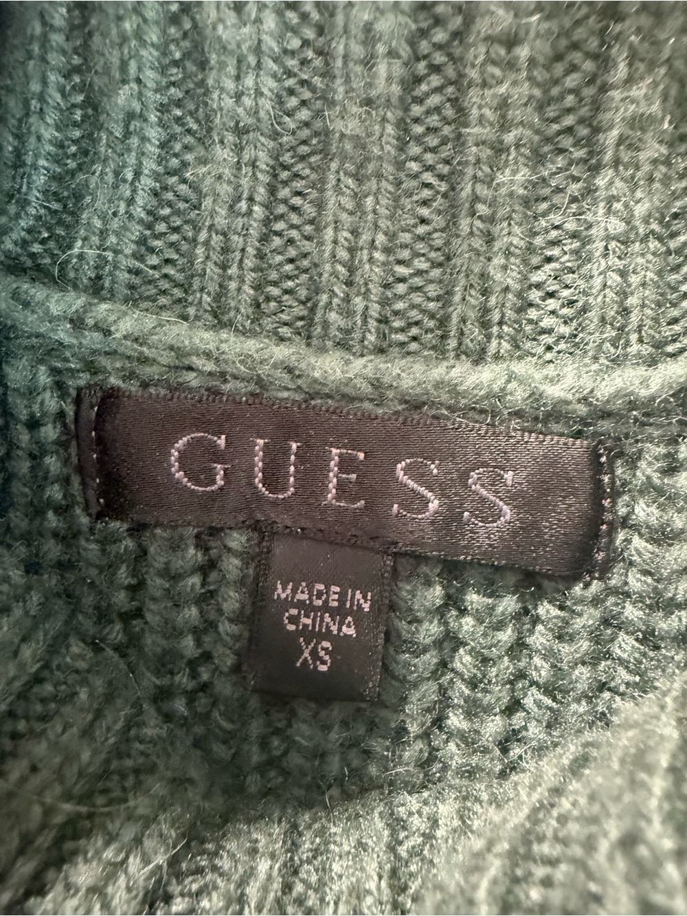 Guess Cable-Knit Turtleneck Sweater in Sage Green - Picture 4 of 5